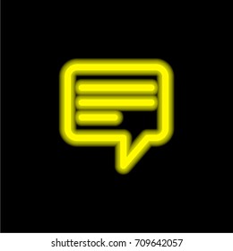 Big Speech Balloon yellow glowing neon ui ux icon. Glowing sign logo vector