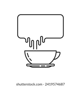 big speech bubble with cup of coffee. lineart graphic design and abstract element isolated on white background. concept of place for text for cafe or coffee shop website and spot for social network