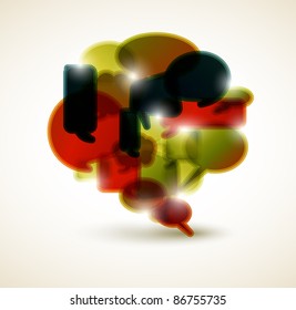 Big speech bubble made from small bubbles - retro colors