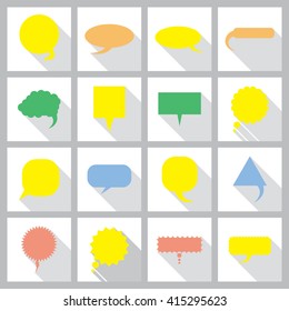 Big speech bubble set. Colorful flat style icons with shadows collection.