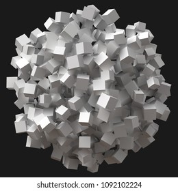 big sphere formed by random cubes