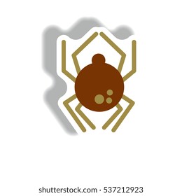 big spider stylish icon in paper sticker style spider insect