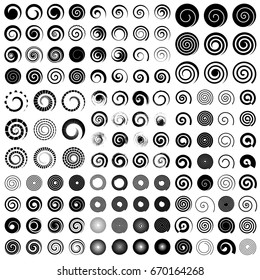 Big spiral collection, isolated vector elements