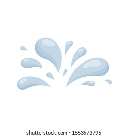 Big splash of small drops and splashes. Hand drawn cartoon illustration of blue aqua. Symbol of splashing liquid in doodle style. Isolated vector on white background. Color flat water drop icon