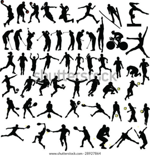 Big Sport Collection Silhouette Vector Stock Vector (Royalty Free) 28927864