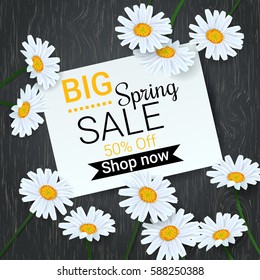 Big Spring Sale background with beautiful colorful flowers. Vector template for wallpaper, flyers, invitation, posters, brochure, discount voucher, banner.