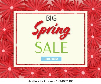 Big spring sale banner vector illustration.