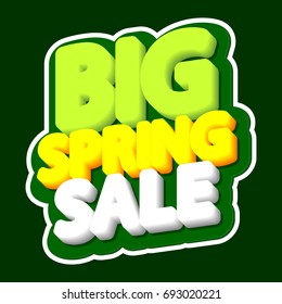 Big Spring Sale, isolated sticker, poster design template, vector illustration