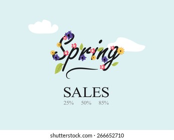 Big spring sales! discounts. Vector illustration.