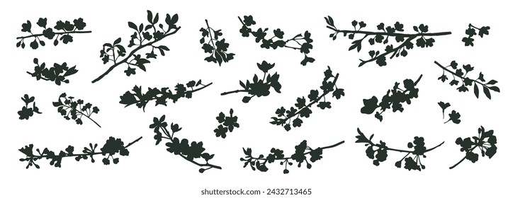 Big spring set of flowering branches