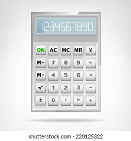 big square metallic calculator object isolated vector illustration