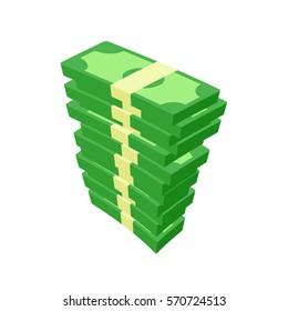 Big stacks of money, banknotes. Vector.