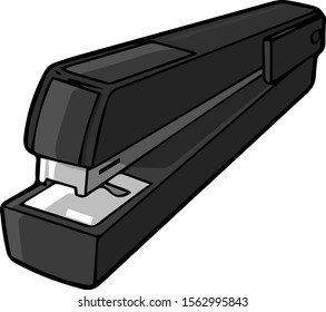 Una gran grapadora en gris, ilustración, vector sobre fondo blanco.