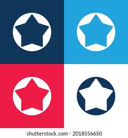 Botón de estrella grande azul y rojo cuatro colores mínimo conjunto de iconos