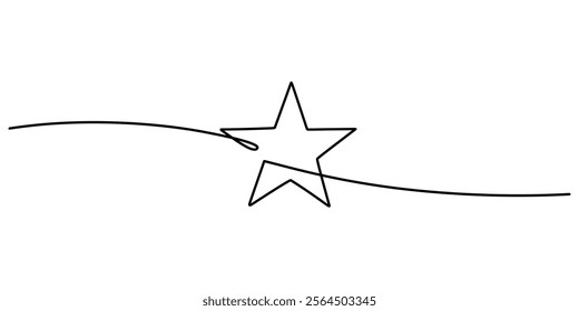 Big star in continuous line drawing. Representing achievement, dreams, and the pursuit of success. Vector illustration hand drawn.