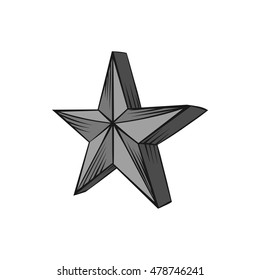 Big star icon in black monochrome style isolated on white background. Figure symbol. Vector illustration