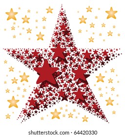 Big Star made of Small Stars in Red - Christmas Holiday Season