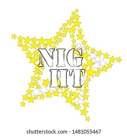 Big star made from stars.Nature scene.Good Night and Sweet Dreams.
