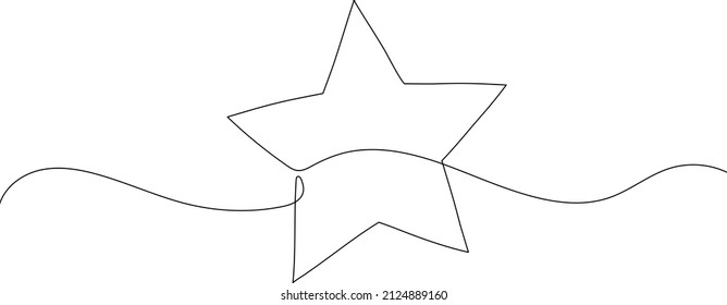 Big star in swirling line. Continuous one line drawing. Minimalistic vector illustration.