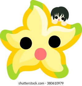 A big Starfruit and girl
