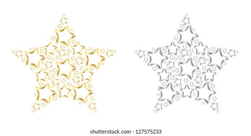 Big stars made of small stars in vector format.