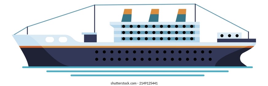 Big Steamboat Icon. Marine Travel Passenger Ship