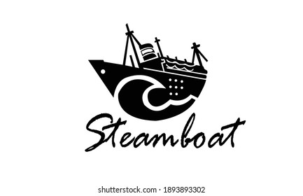 Big steamboat and wave logo