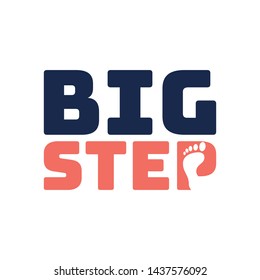 Big steps. Bright red colored letters. Modern hand drawn lettering. Colourful lettering for postcards, banners. Motivational calligraphy poster. Stylish font typography. Abstract type. Dots.