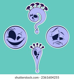 Big sticker pack. Image of a funny ghosts. Stickers with a ghost. Halloween sticker. Cartoon characters for comics and postcards – ghosts. Vector image