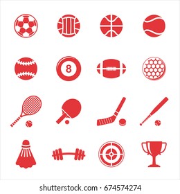 Big stock of sports icon on white background.
