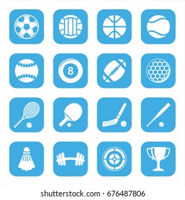 Big stock of sports icon on white background.