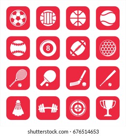 Big stock of sports icon on white background.