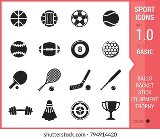 Big stock of sports icon on white background.