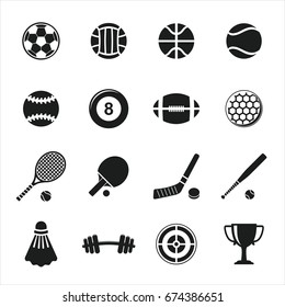 Big stock of sports icons on white background.