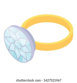 Big stone diamond ring icon. Isometric of big stone diamond ring vector icon for web design isolated on white background