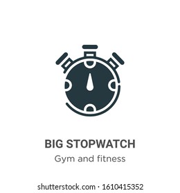 Big stopwatch glyph icon vector on white background. Flat vector big stopwatch icon symbol sign from modern gym and fitness collection for mobile concept and web apps design.