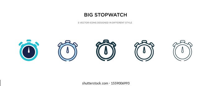 big stopwatch icon in different style vector illustration. two colored and black big stopwatch vector icons designed in filled, outline, line and stroke style can be used for web, mobile, ui