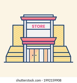 Big Store Illustration. Building business vector icon. Flat vector style