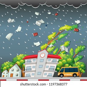 Big storm street scene illustration