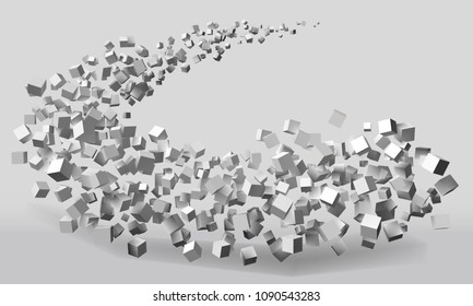 big stroke motion formed by random sized cubes