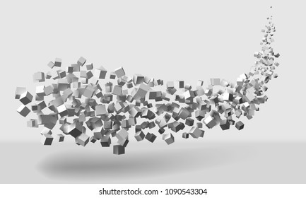 big stroke motion formed by random sized cubes