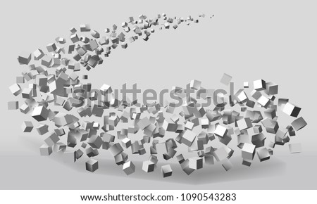 big stroke motion formed by random sized cubes