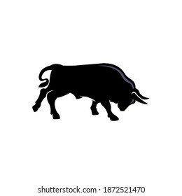 big strong bull logo, solid black bull, vector illustrations