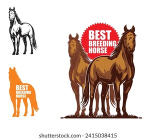 BIG AND STRONG HORSE LOGO, silhouette of great big horse standing vector illustrations