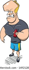 Big strong man working out in the gym