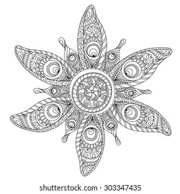 Big styled flower in white and black colors 