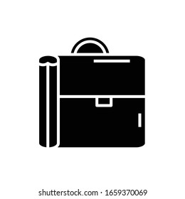 Big suitcase black icon, concept illustration, vector flat symbol, glyph sign.