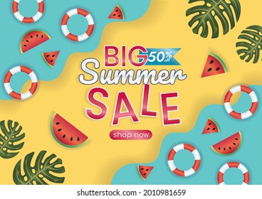 big summer sale promotion on beach background