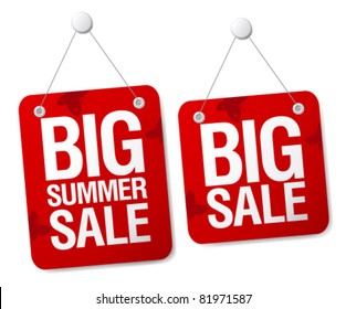 Big Summer Sale Signs Set.