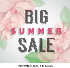 Big Summer Sale text on floral background